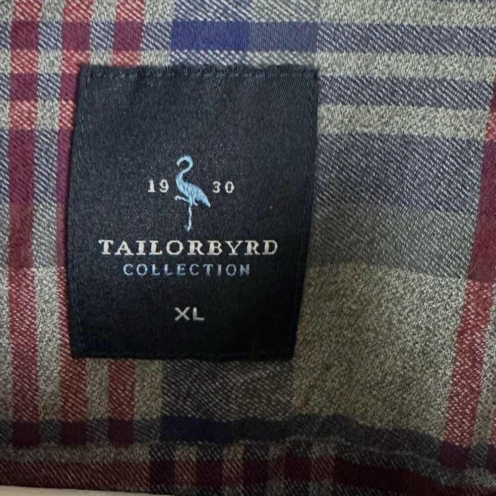 TailorByrd Men's Cranberry Plaid Long Sleeve Shirt size XL - Picture 3 of 7